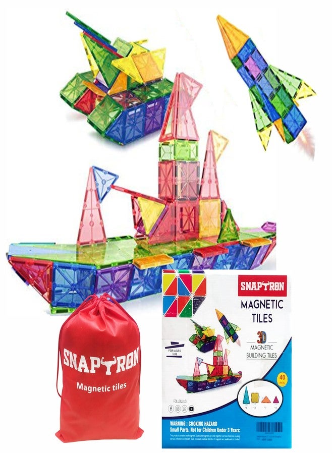 سنابترون مكعبات سنابترون المغناطيسية للأطفال - مجموعة من 40 قطعة، هدية مثالية للبنات والأولاد، مكعبات مغناطيسية للأطفال من عمر 3 سنوات فما فوق، لعبة بناء وتعلم مغناطيسية تعليمية - Image 1